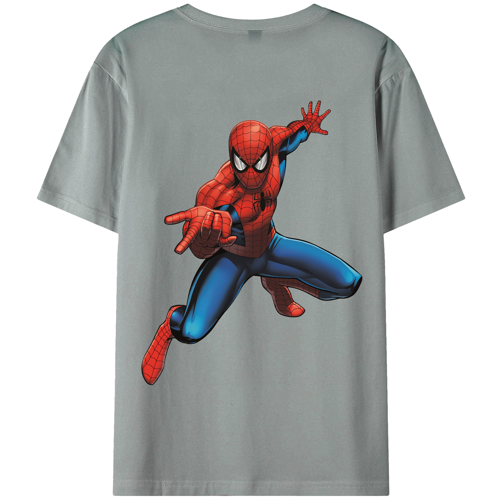 （画像用） Spider Man スパイダーマン 綿100％ メンズ半袖Tシャツ（バックプリント） 通気性